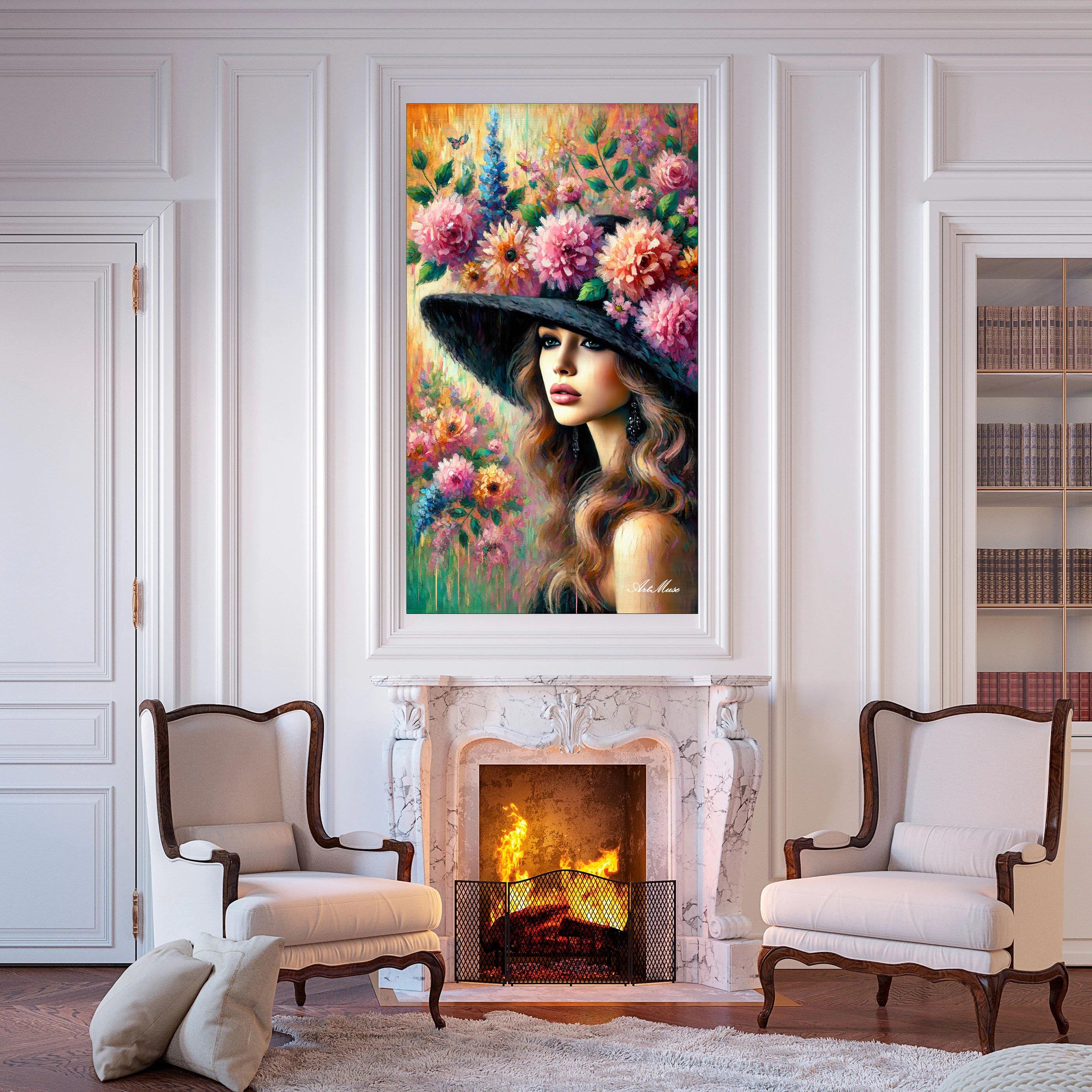 Floral Beauty in Black Hat