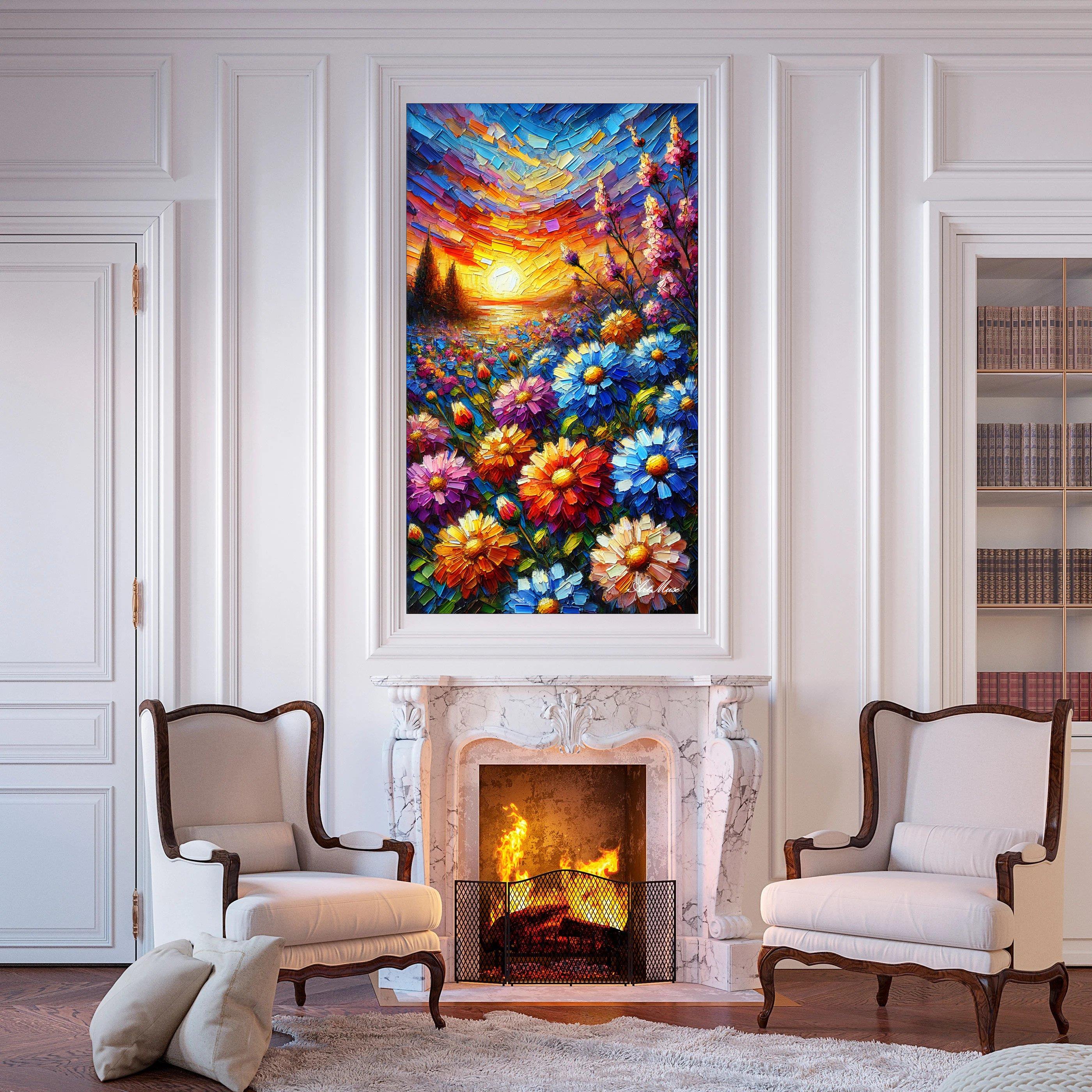 Spring Sunset Impasto Blooms