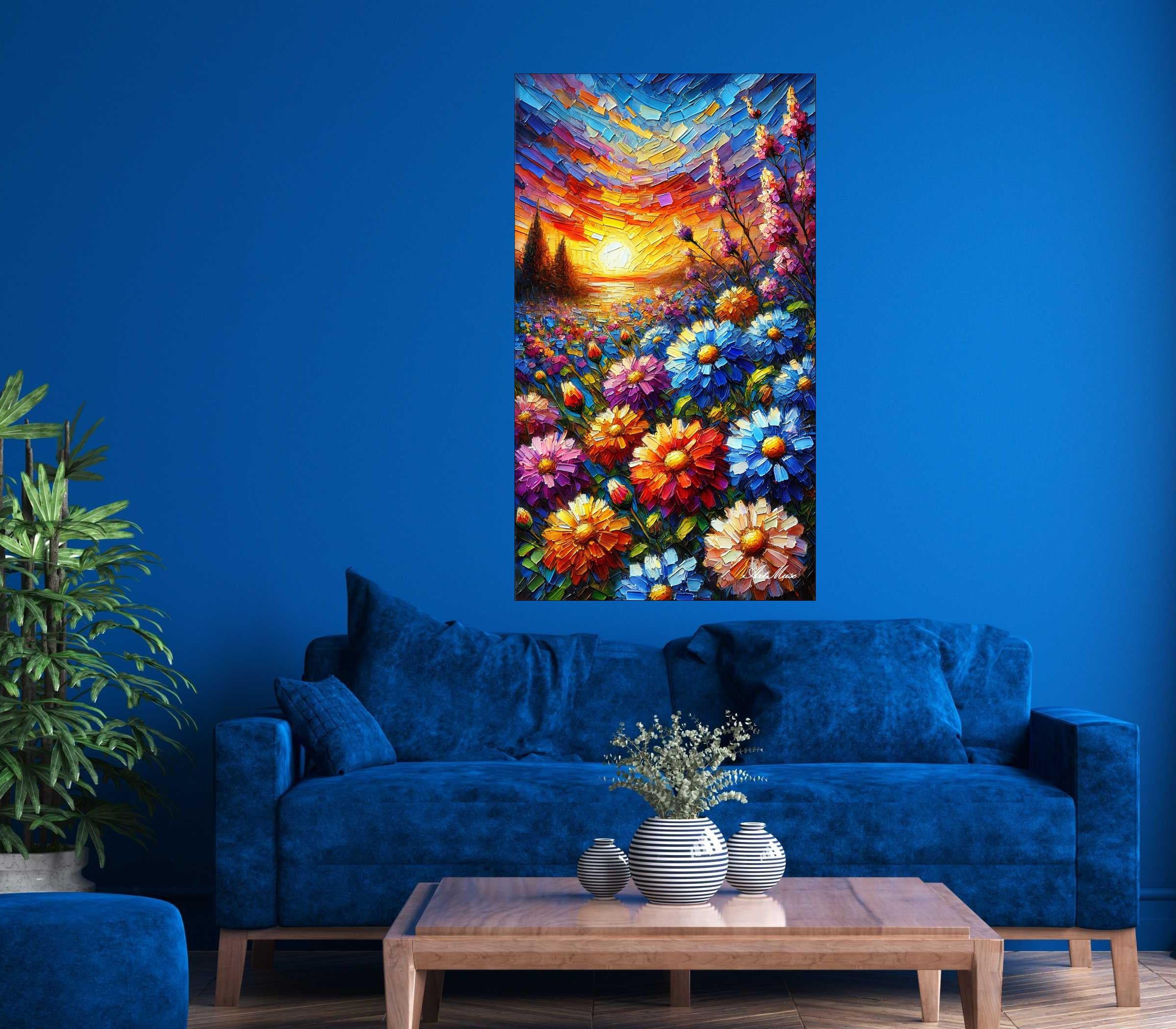 Spring Sunset Impasto Blooms