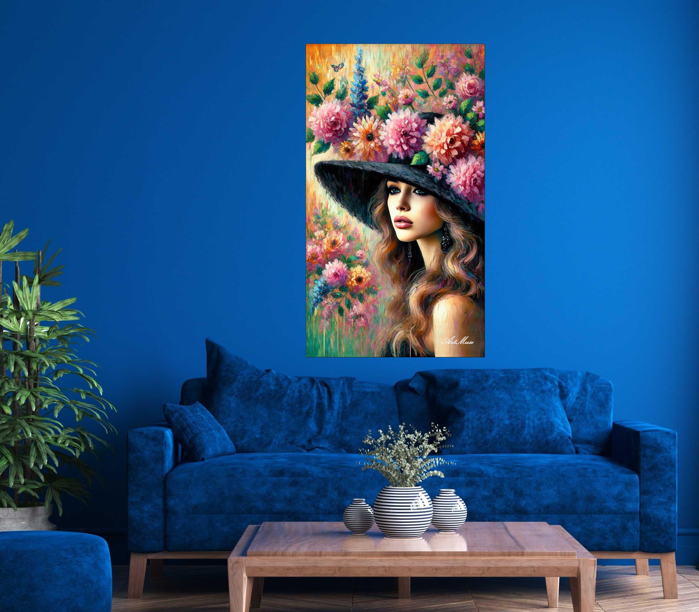 Floral Beauty in Black Hat