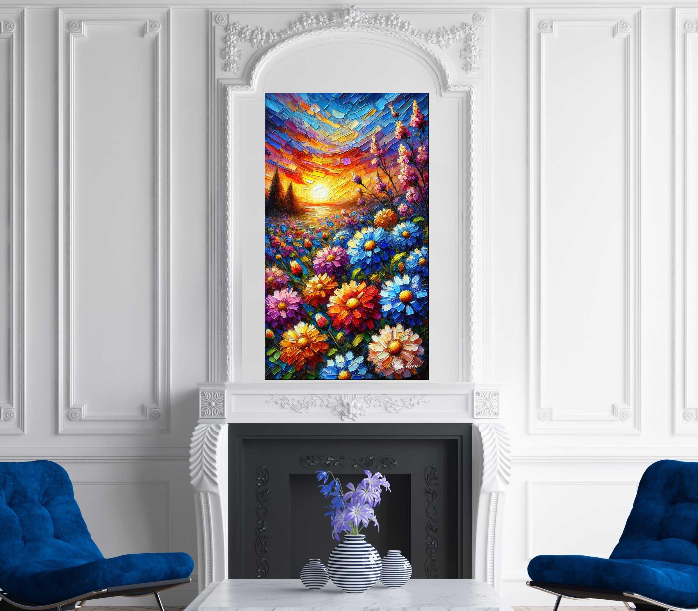 Spring Sunset Impasto Blooms