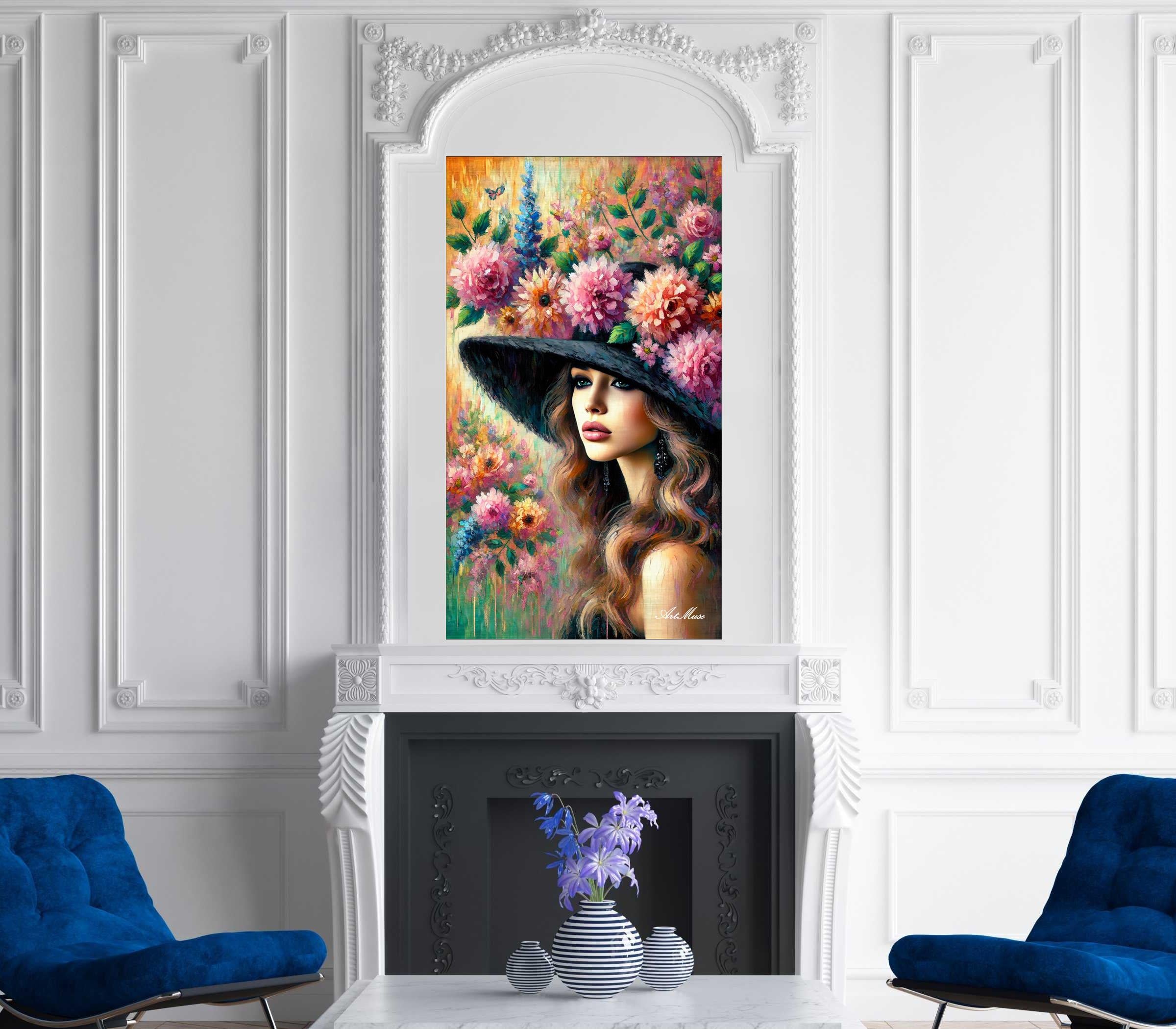 Floral Beauty in Black Hat