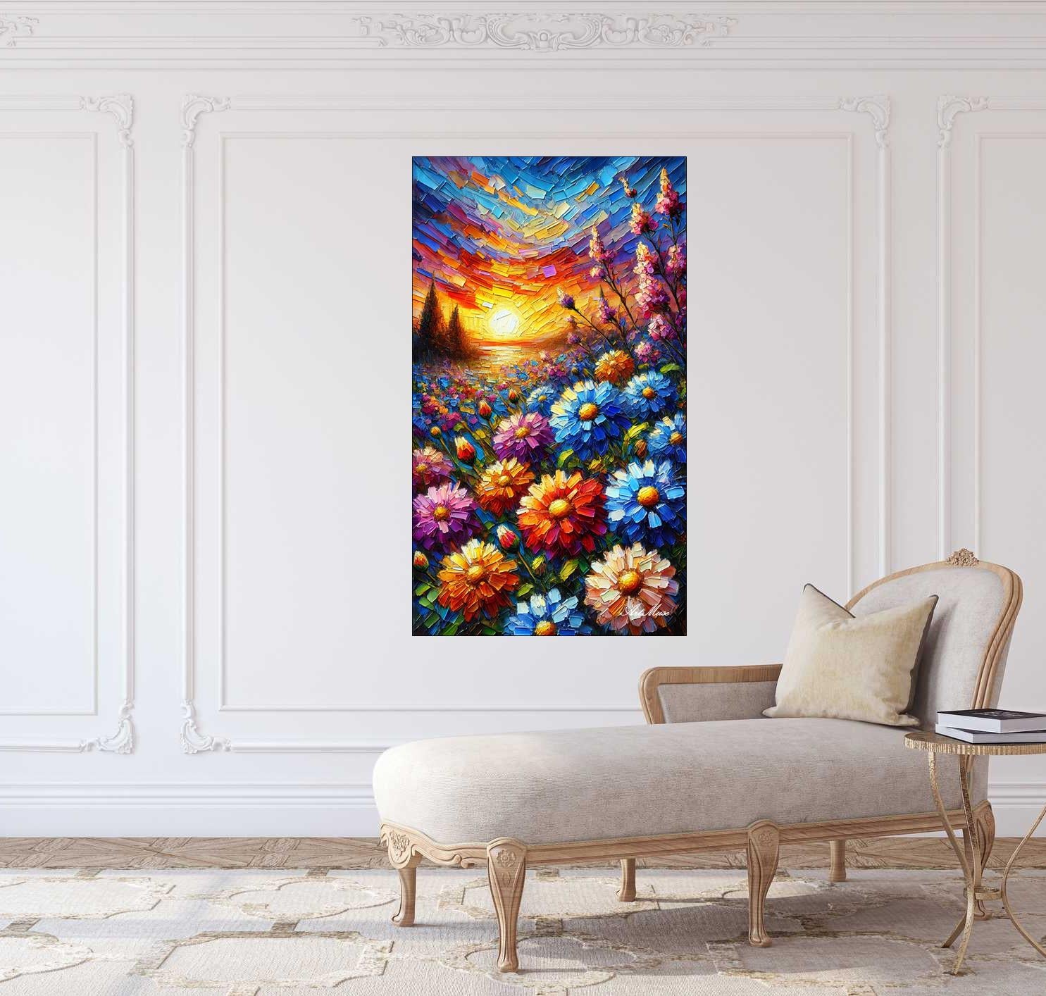 Spring Sunset Impasto Blooms