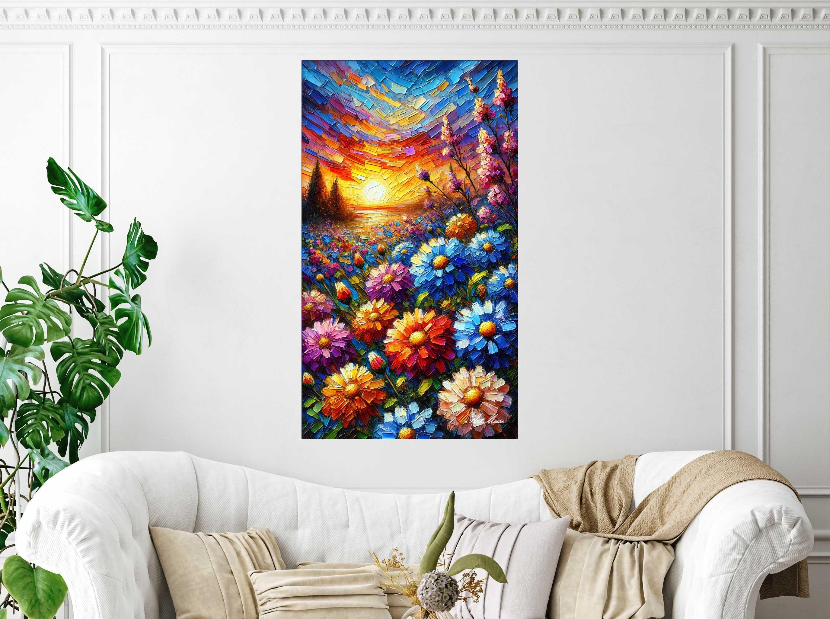 Spring Sunset Impasto Blooms
