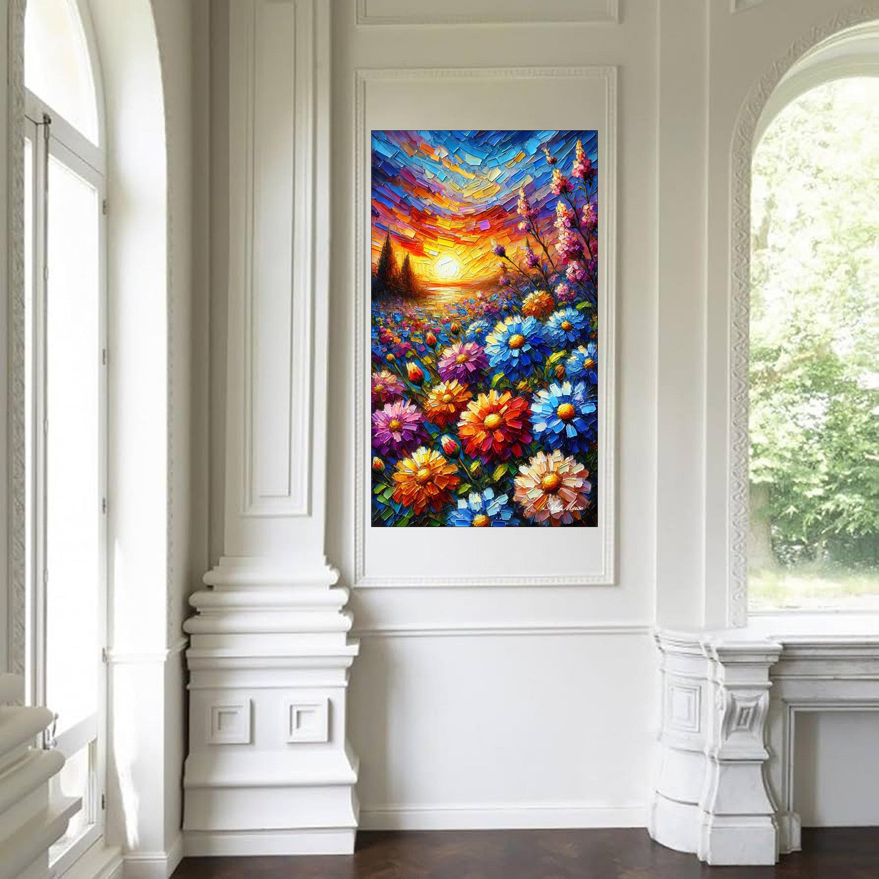 Spring Sunset Impasto Blooms