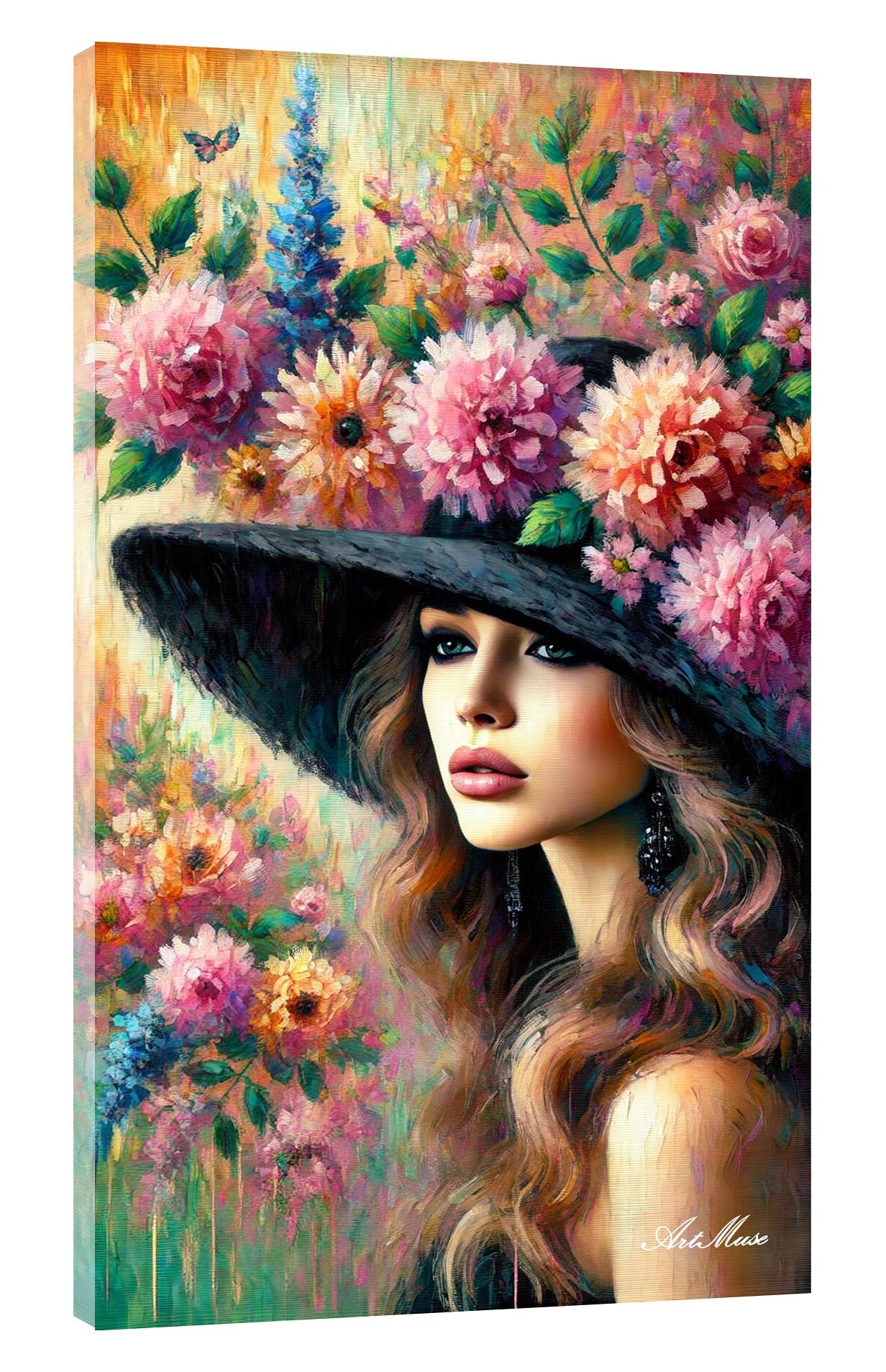 Floral Beauty in Black Hat