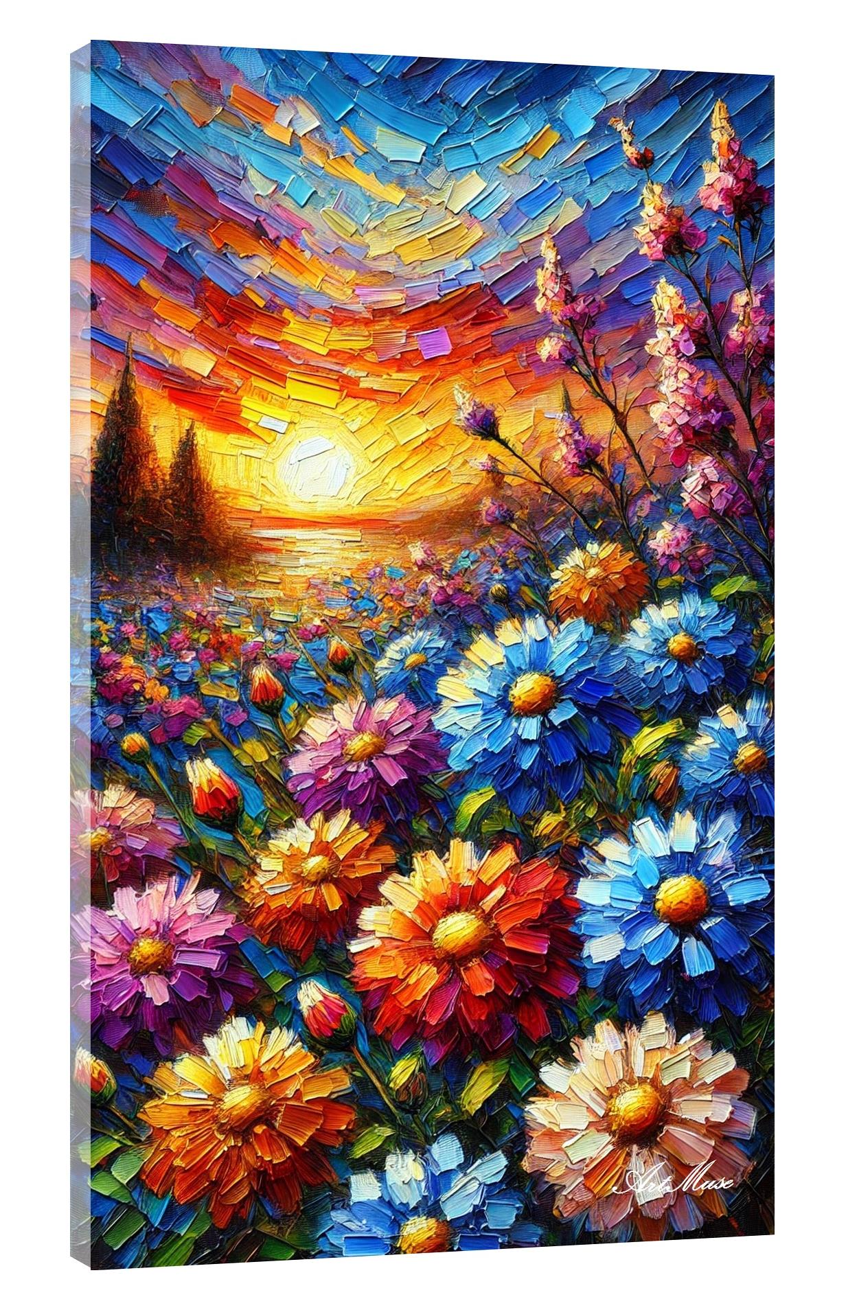 Spring Sunset Impasto Blooms